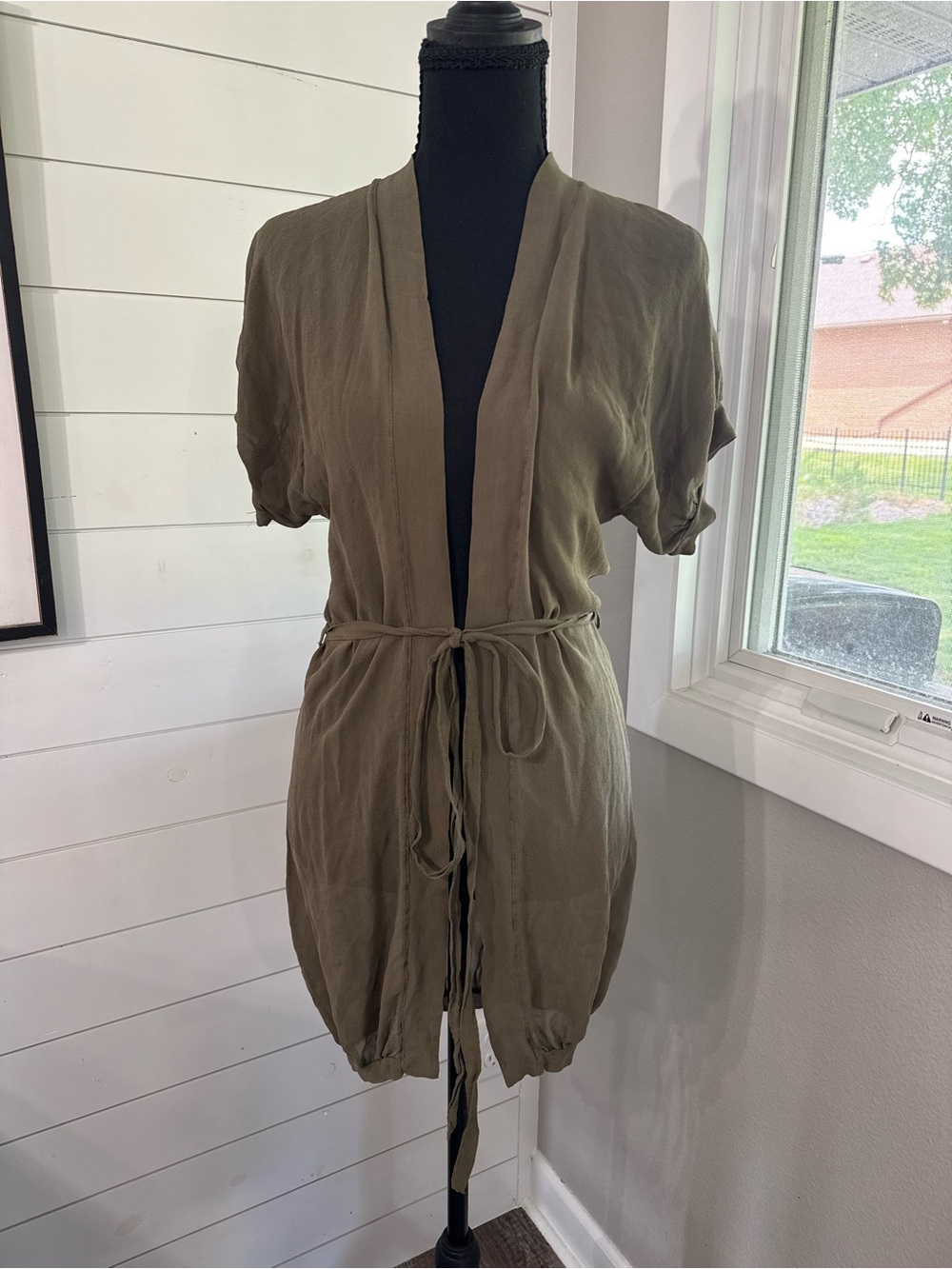 Sauvage Women's 100% Silk Swim Coverup Olive Small